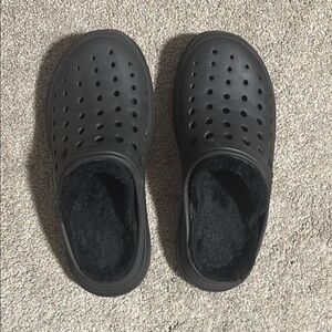 Black Clog Shoes with Fleece Lining